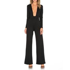 Twin Sister Black Long Sleeve Deep V-Neck Wide Leg Jumpsuit Size 8